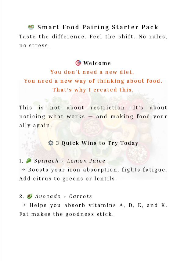 Smart Food Starter Pack | 3 Easy Combos + Gut Reset Smoothie (Free Download)
